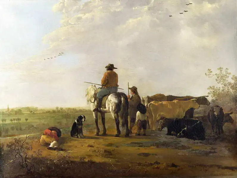 Cuyp, Aelbert: Landscape with rider and herdsmen