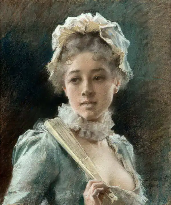 Edelfelt, Albert: Mujer joven con abanico
