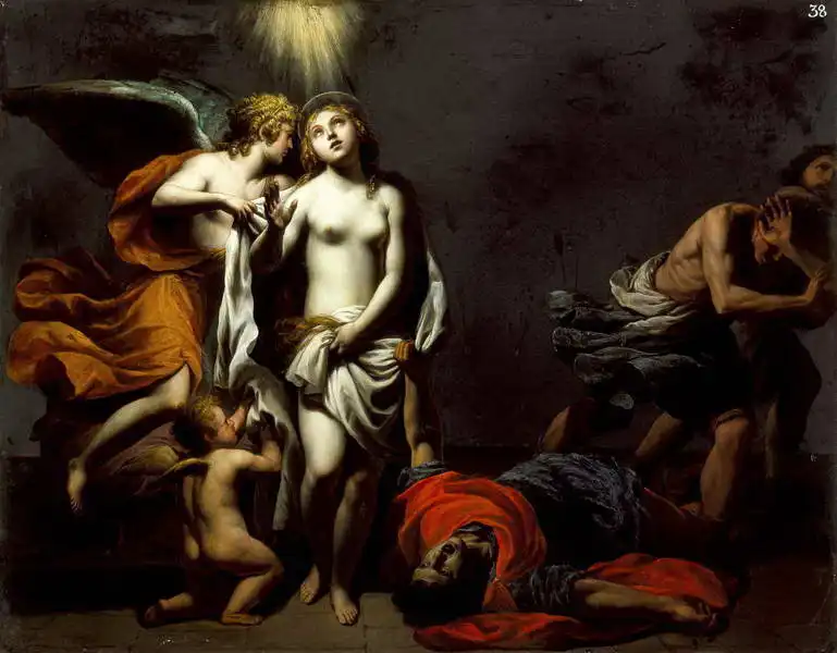 Turchi, Alessandro: Sainte Agnès protégée par un ange