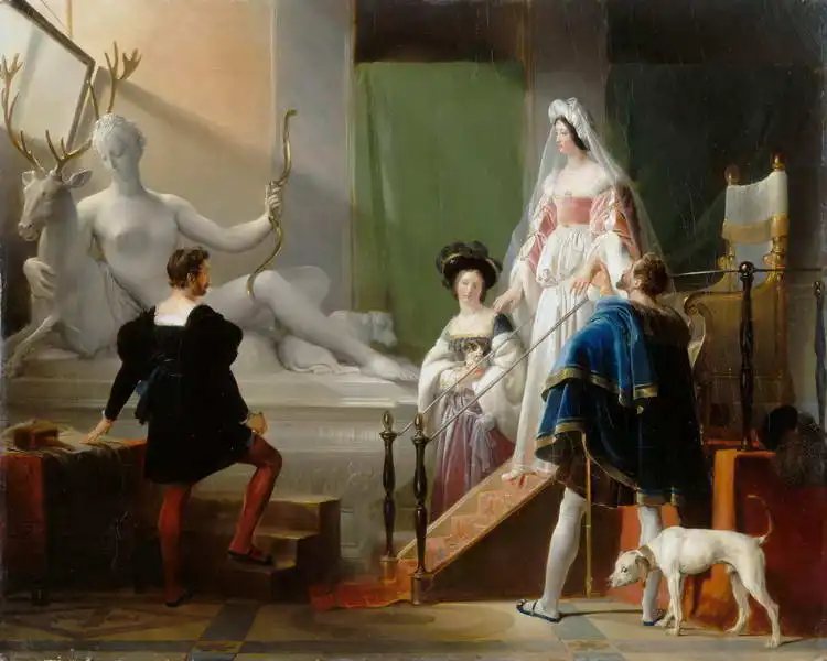 Fragonard, Alexandre E.: Henry II. and Diane de Poitiers in the studio