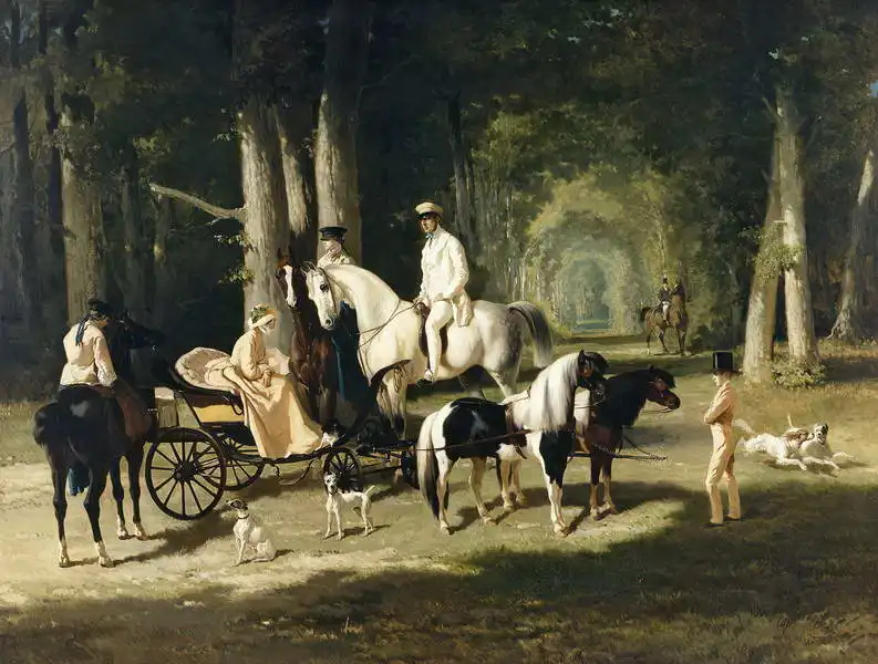 Dreux, Alfred de: Portrait de M. et Mme Mosselman et de leurs deux filles