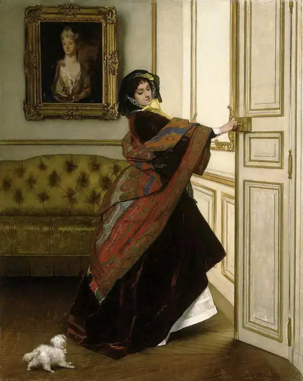Stevens, Alfred Émile Léopold: Leaving the promenade (go with me, Fido)