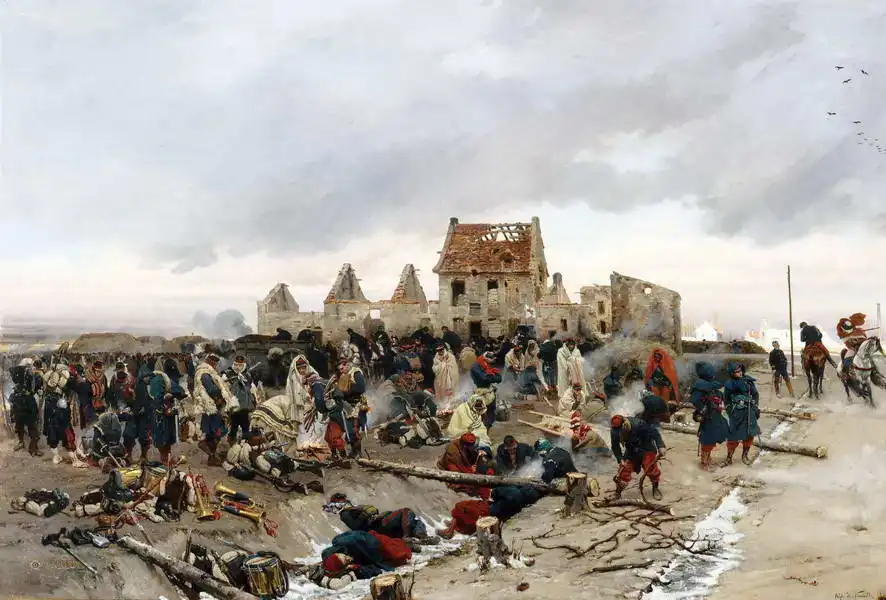 Neuville, de Alphonse: Camp after the battle at Le Bourget December 21, 1870