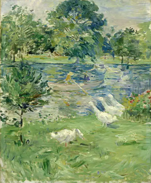 Morisot, Berthe: Girl in a boat with geese
