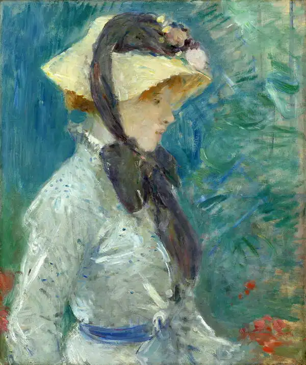 Morisot, Berthe: Young woman in a straw hat