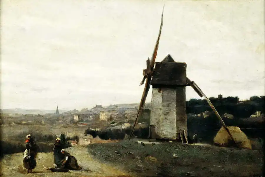 Corot, J. B. Camille: Windmill, Etretat