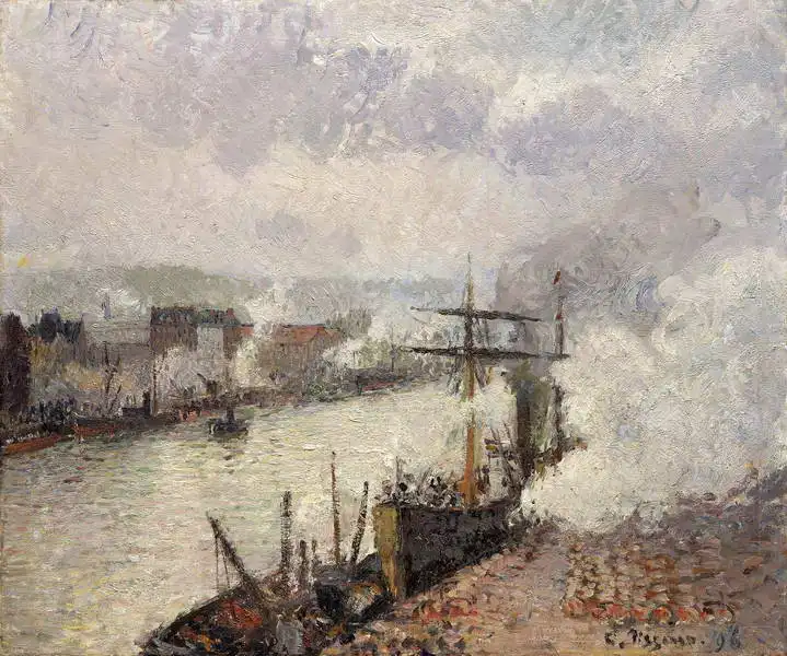 Pissarro, Camille: Dampfer im Hafen von Rouen