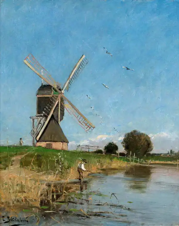Skånberg, Carl: Paysage avec moulin à vent
