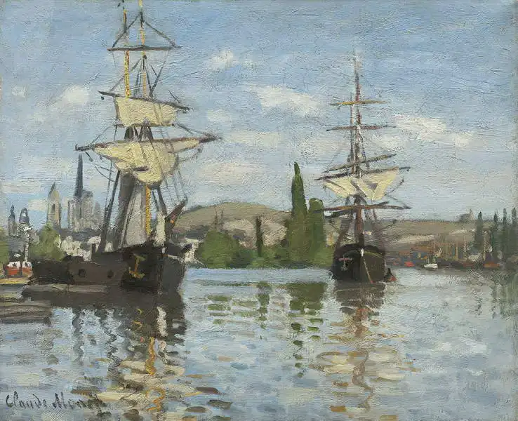 Monet, Claude: Boats on the Seine in Rouen