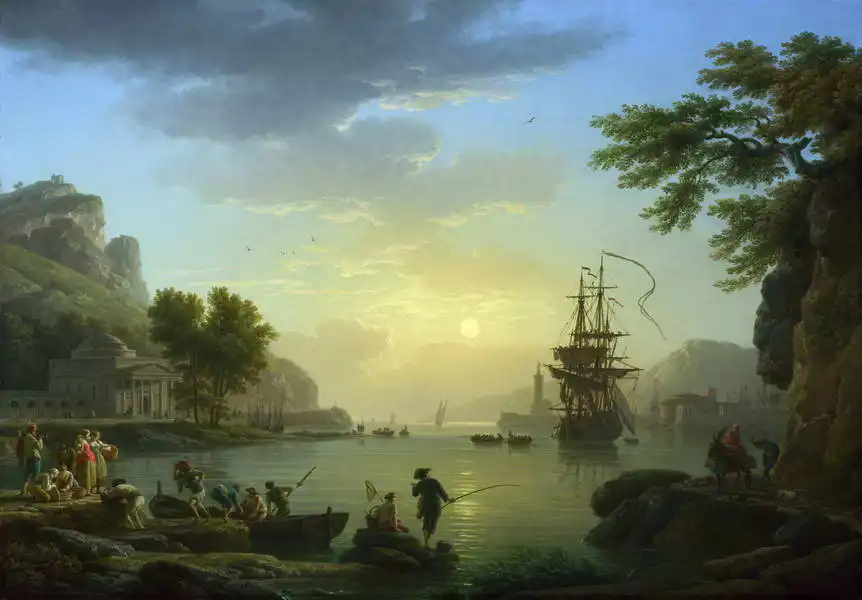 Vernet, Claude Joseph: Port at sunset