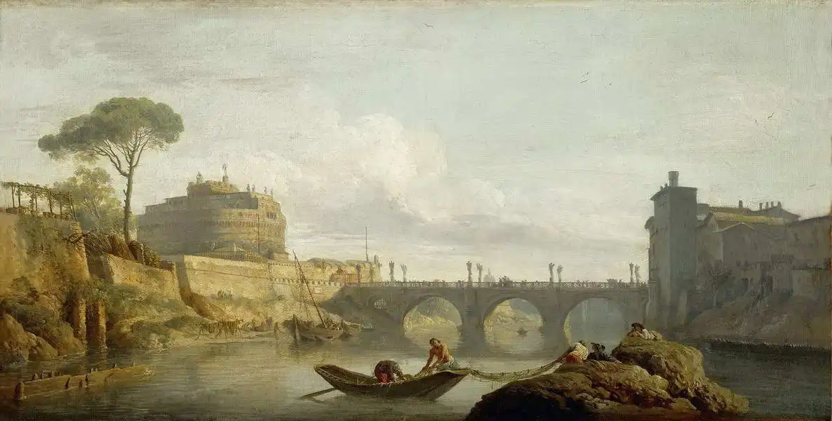 Vernet, Claude Joseph: Bridge and chateau Sant Angelo Rome