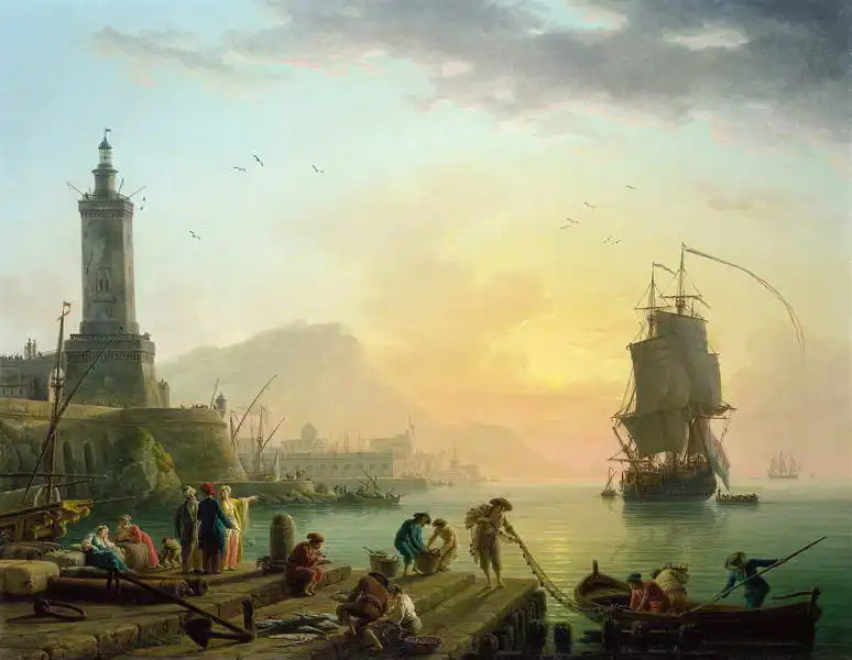 Vernet, Claude Joseph: Calm seas and the Mediterranean port