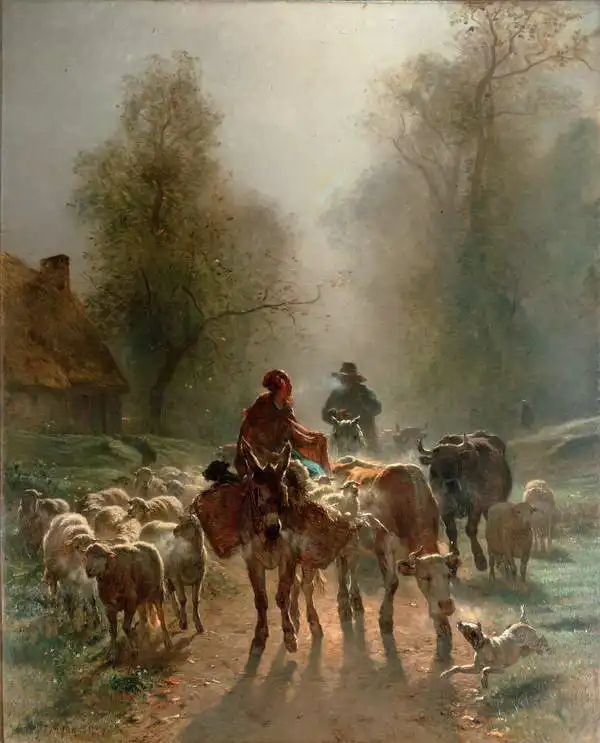 Troyon, Constant: On the way to market