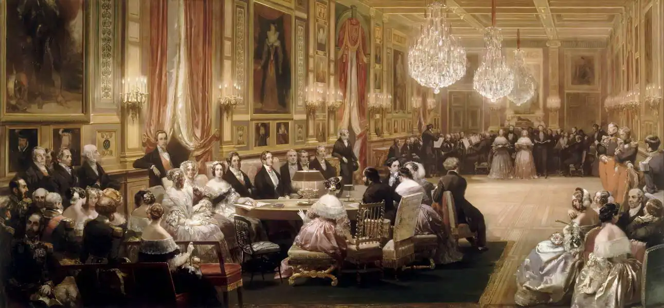 Lami, Eugene Louis: Concert in the Gallerie des Guise at Chateau