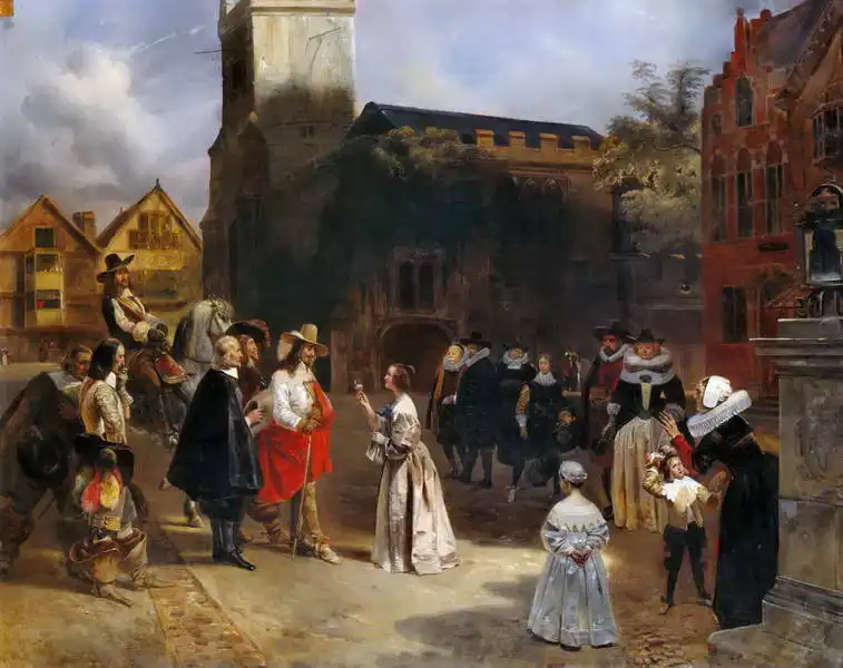 Lami, Eugene Louis: Karel I. receiving a rose from a young girl