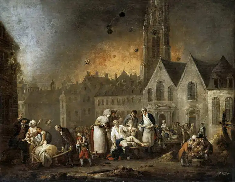 Watteau, Francois Louis Joseph: Great Square in Lille during the siege in 1792