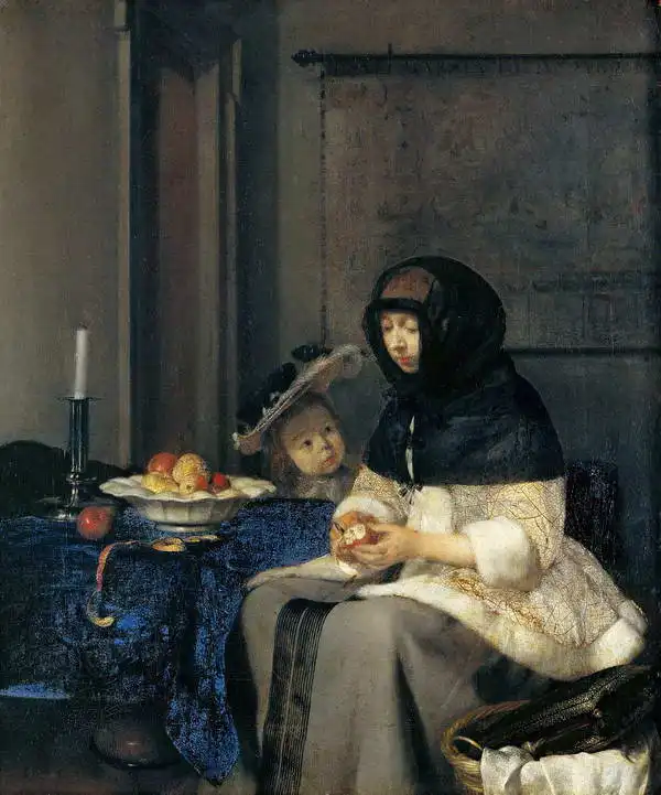 Borch, Gerard: Peeling apples