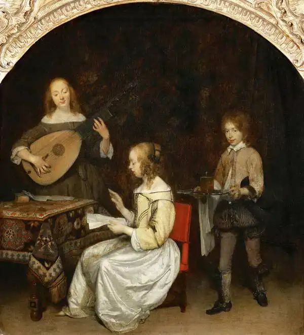 Borch, Gerard: Concert - singer and player on the theorbo