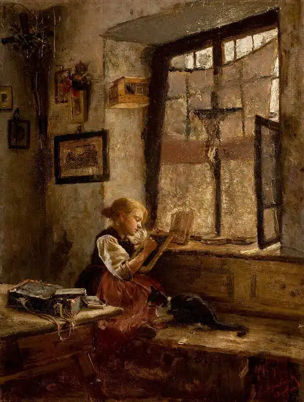 Koekkoek, Herman Willem: Girl with cat