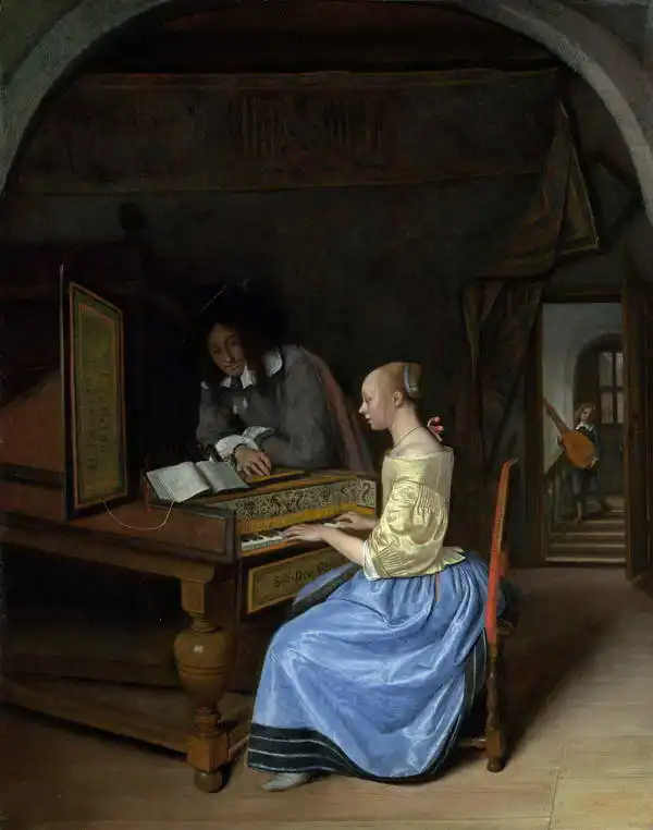 Steen, Jan Havicksz: Junge Frau spielt auf dem Cembalo