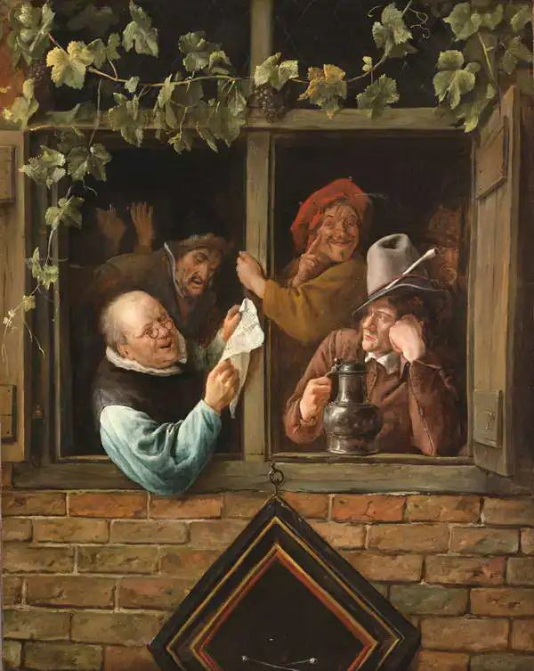 Steen, Jan Havicksz: Speakers at the window