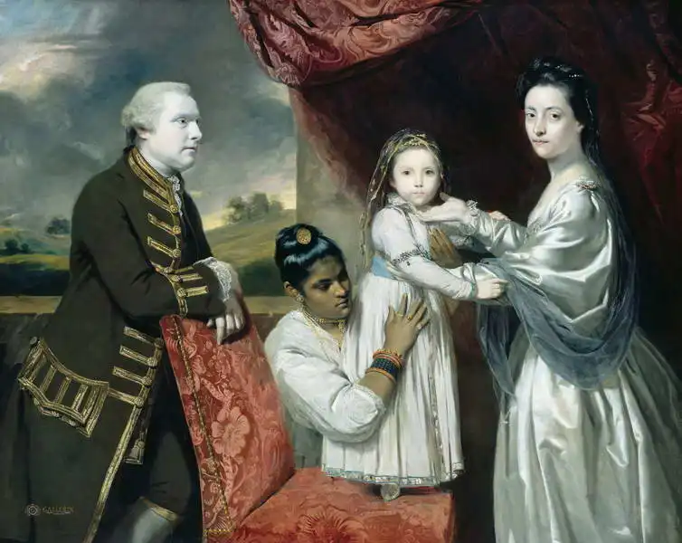 Reynolds, Joshua: George Clive und seine Familie mit einem indischen Kindermädchen