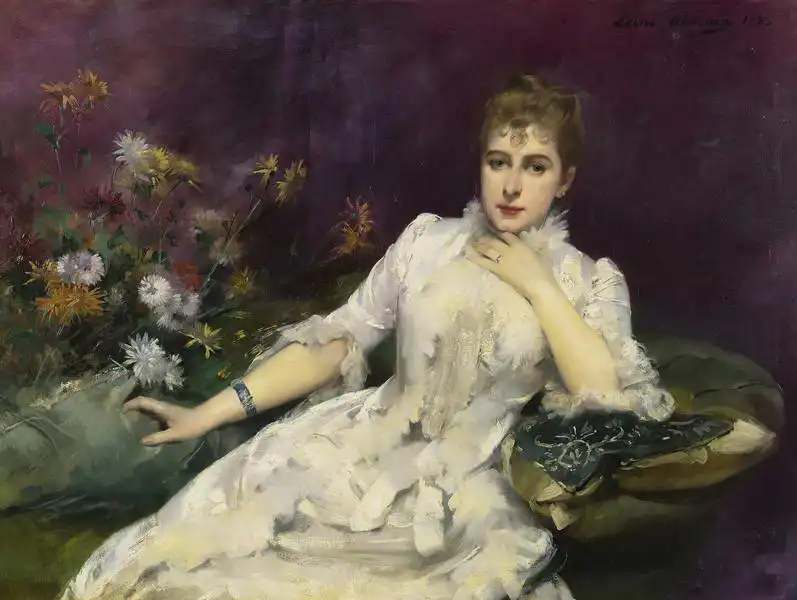 Abbéma, Louise: Dame avec des fleurs