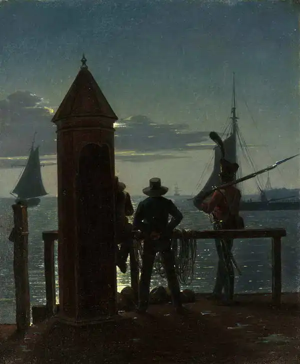 Rørbye, Martinus: View from Citadel Ramparts in Copenhagen (moonlight)