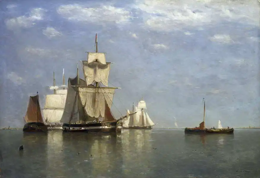 Clays, Paul Jean: Boats moored at Flushing