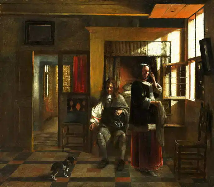 Hooch, Pieter de: Room with a young couple