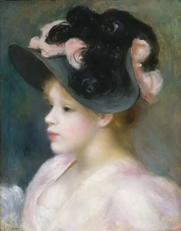 Renoir, Auguste: Junges Mädchen mit rosa und schwarzem Hut
