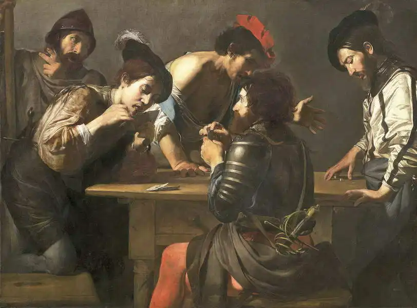 Boulogne, Valentin de: Soldiers playing cards and dice