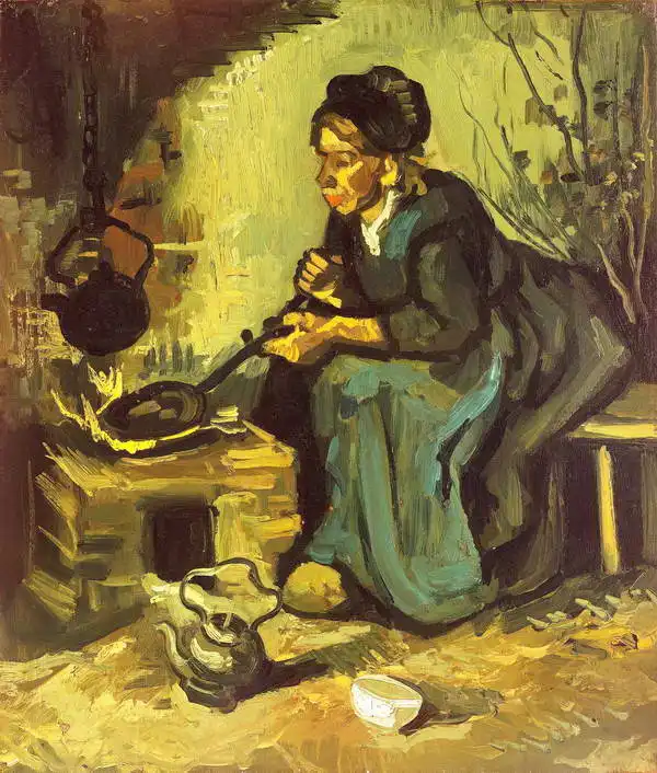 Gogh, Vincent van: Peasant woman cooking by the fire