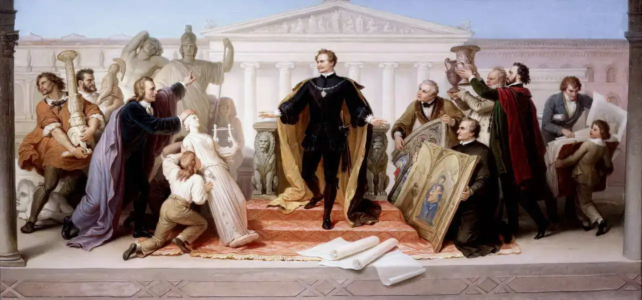 Kaulbach, Wilhelm von: King Ludwig I. surrounded by artists and scholars