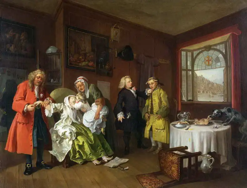 Hogarth, William: Marriage a la Mode No. 6 - Women poison death