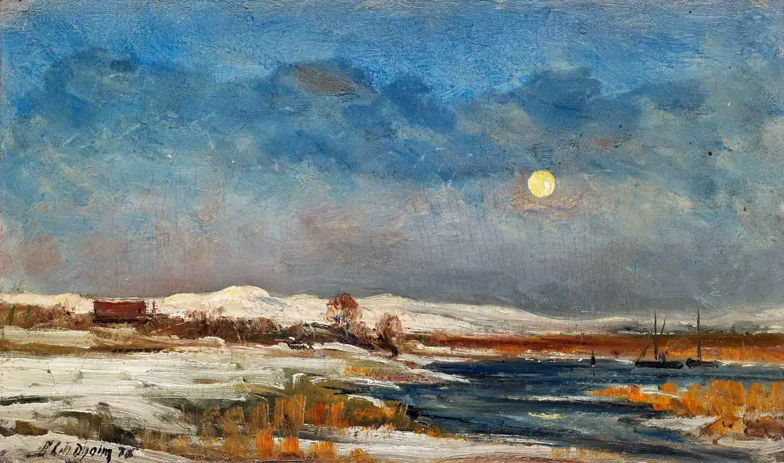 Lindholm, Berndt: Winter landscape in the moonlight
