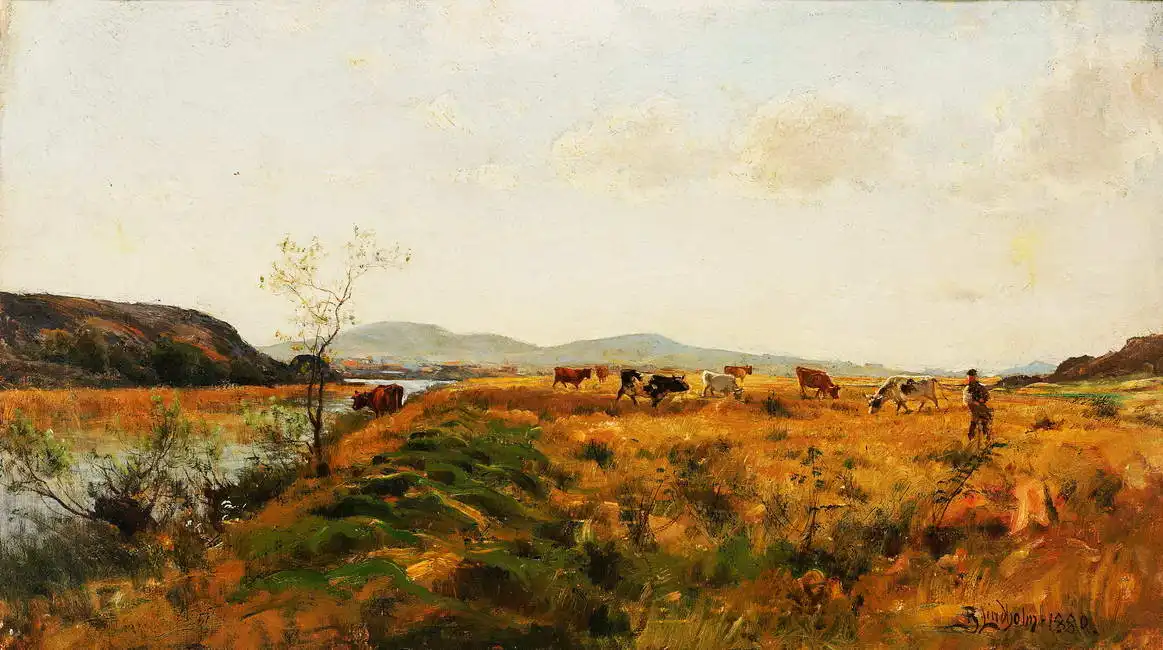 Lindholm, Berndt: Pasture with cattle
