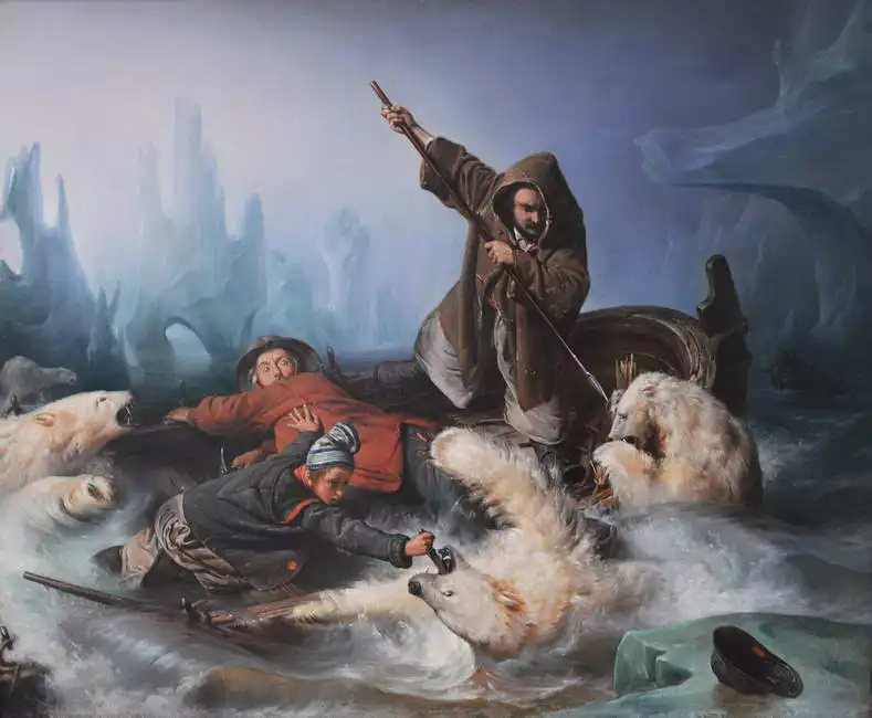 Biard, Auguste François: Combat avec l
