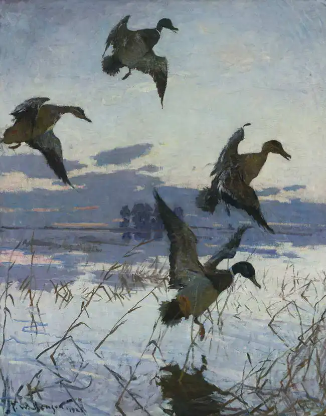 Benson, Frank Weston: Near a pond