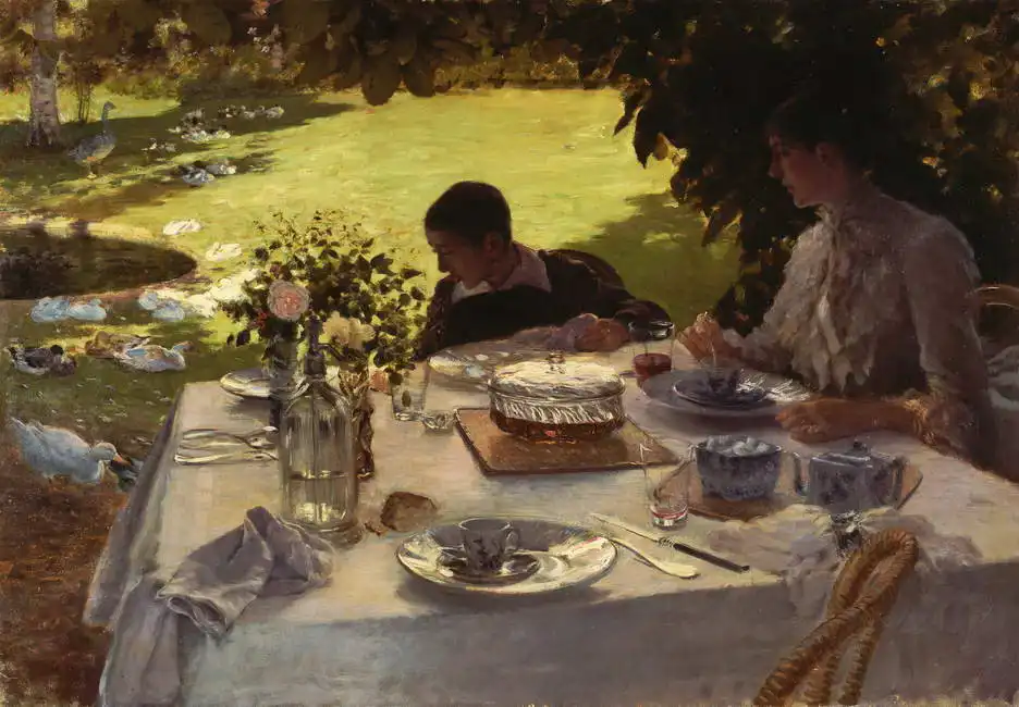 Nittis, Giuseppe de: Breakfast in the garden