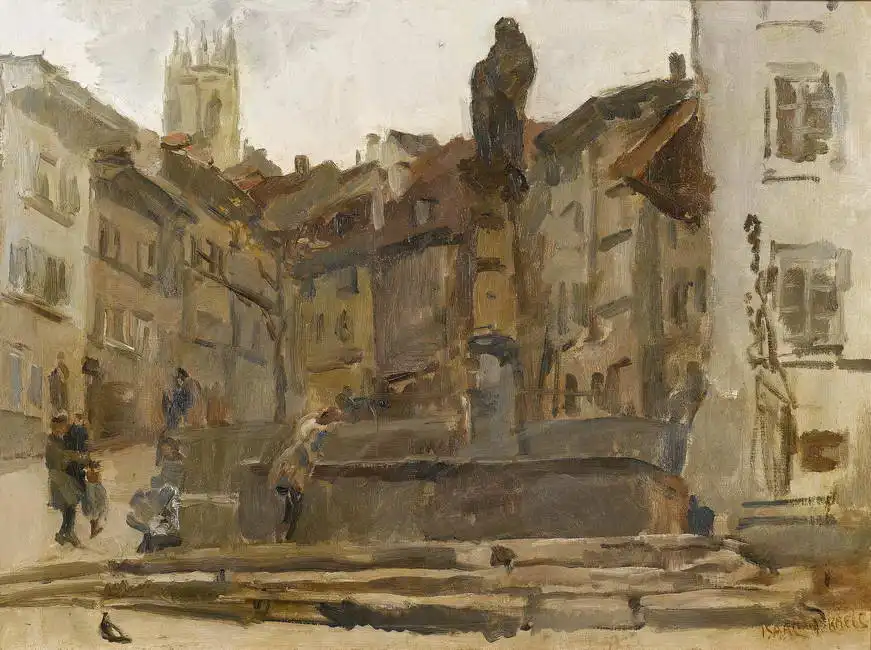 Israels, Isaac: The fountain in front of St Anne Friborg