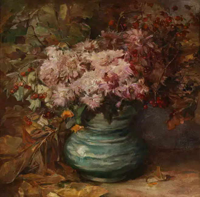 Wisinger-Florian, Olga: Vase of chrysanthemums