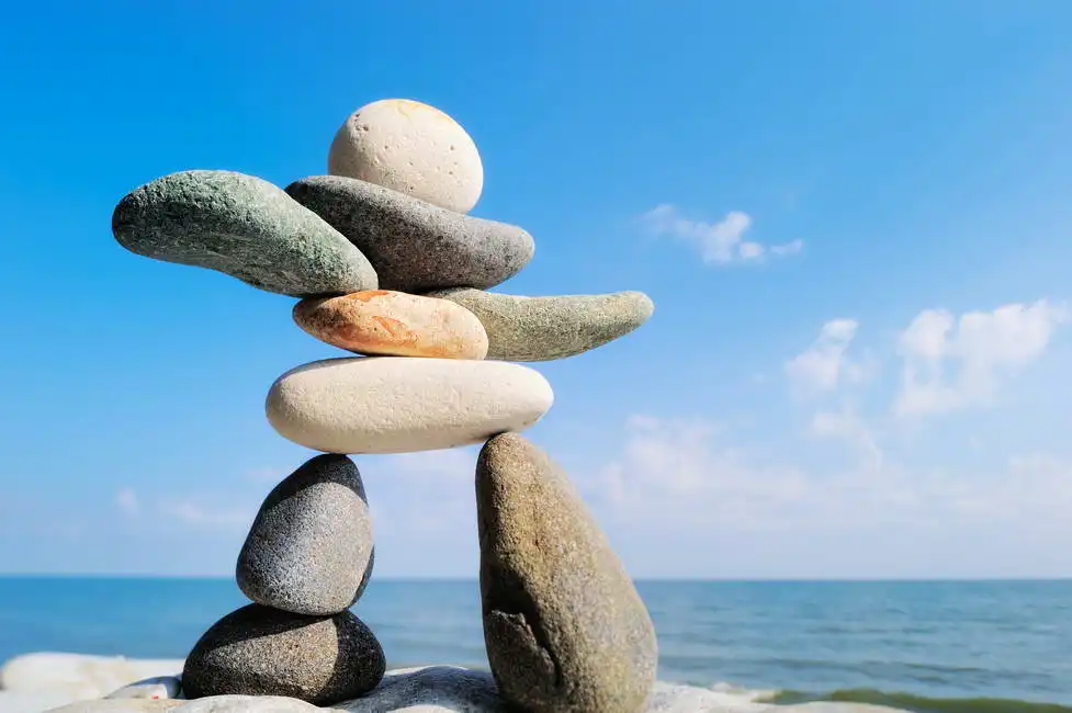 Unknown: Stone balancing on the sea coast