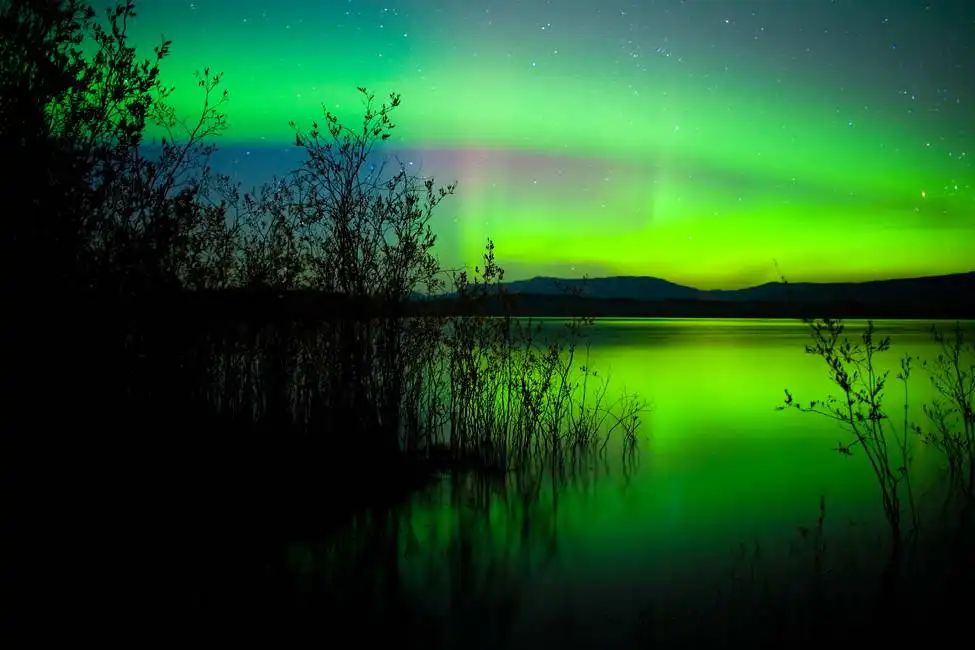 Unknown: Aurore au lac Laberge, Territoire du Yukon, Canada
