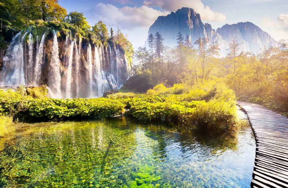 Unknown: The majestic view of the waterfalls, Plitvice Lakes