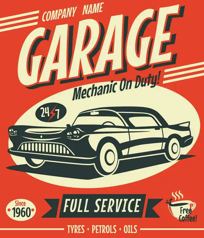 Unknown: Retro car service sign