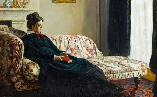 Monet, Claude: Meditazione Madame Monet seduta su un divano