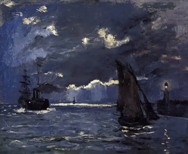 Monet, Claude: A Seascape Shipping by Moonlight
