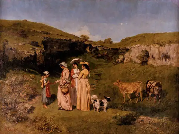 Courbet, Gustave: Women giving alms small cowherd