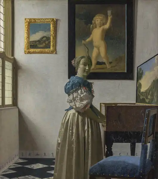 Vermeer, Jan: Signora in piedi davanti a un virginale